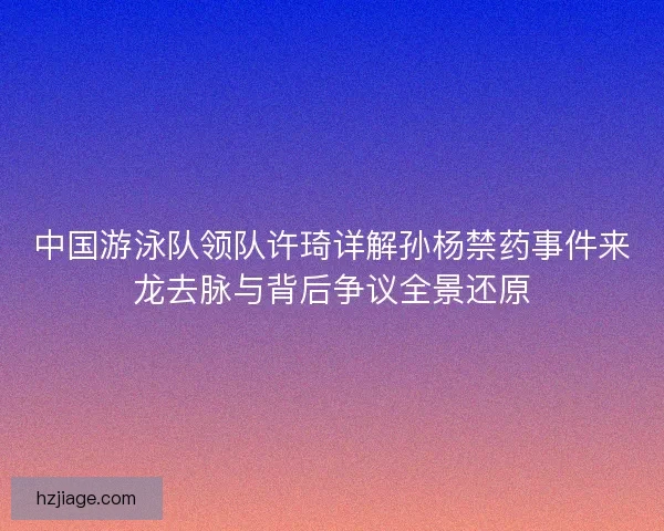 中国游泳队领队许琦详解孙杨禁药事件来龙去脉与背后争议全景还原